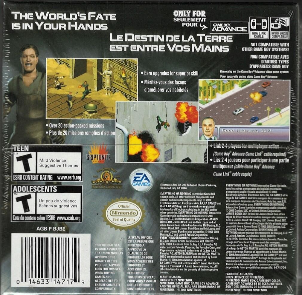 James Bond 007: Everything or Nothing GBA (Brand New Factory Sealed US Version)