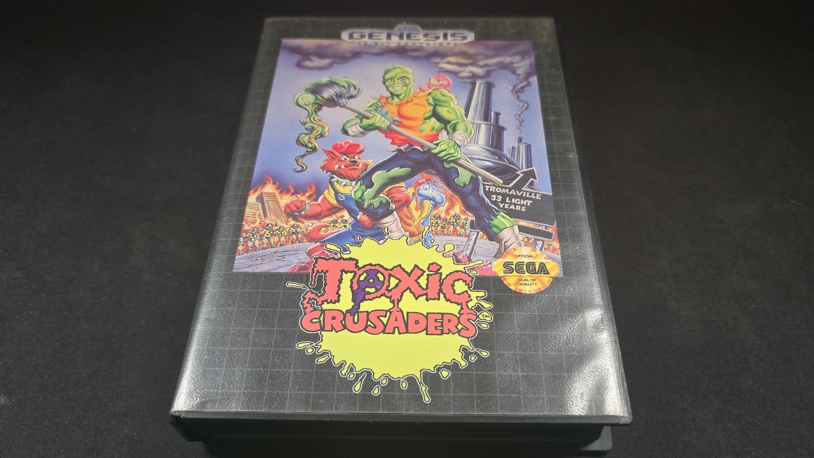 Toxic Crusaders Sega Genesis EXMT+ condition with box authentic w protector/