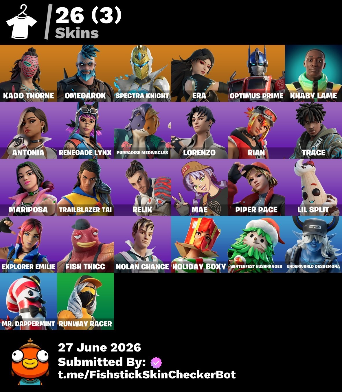 🔥26 Set: Khaby Lame, Omegakron, Optimus Prime, Spectra Knight, Era, Mae, Rian