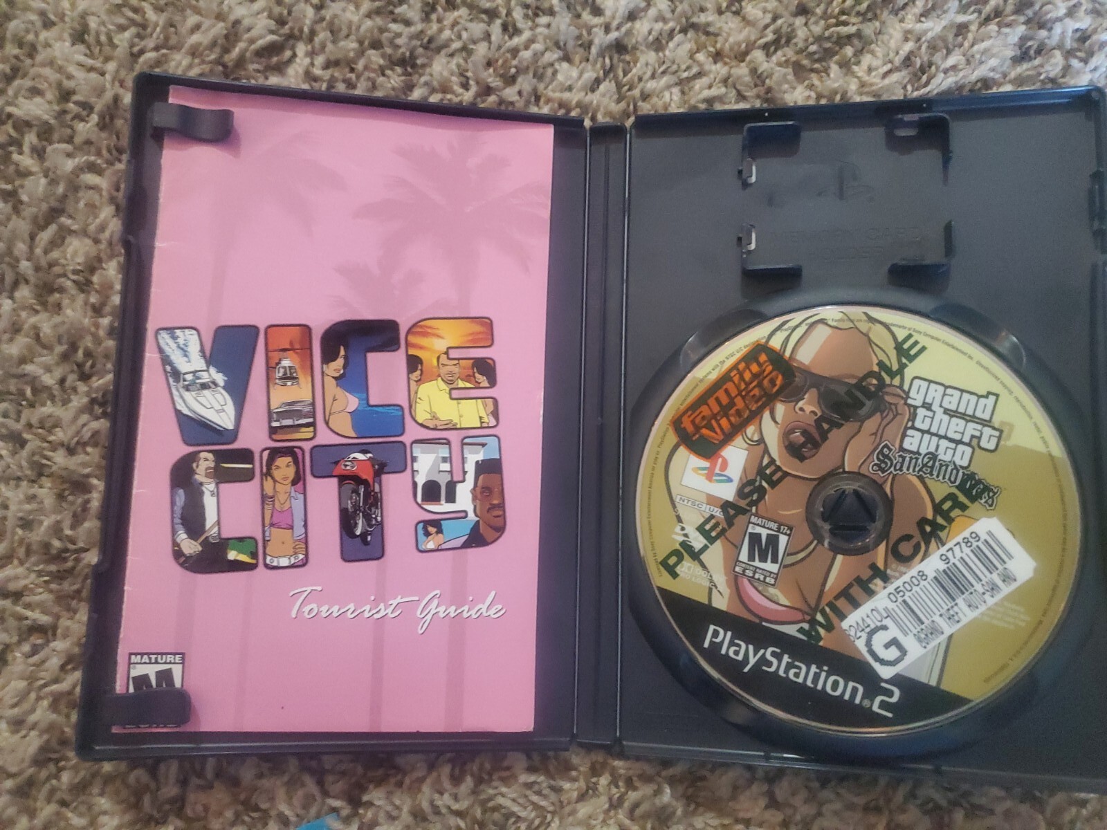 Grand Theft Auto: San Andreas (Sony PlayStation 2, 2004) Rare Family Video Label