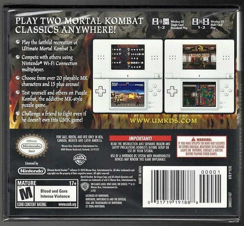 Ultimate Mortal Kombat NDS (Brand New Factory Sealed US Version) Nintendo DS