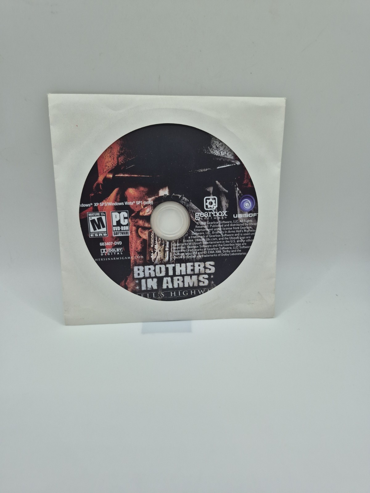 Brothers in Arms: Hell’s Highway (PC Game DVD-ROM, 2008) DISC ONLY