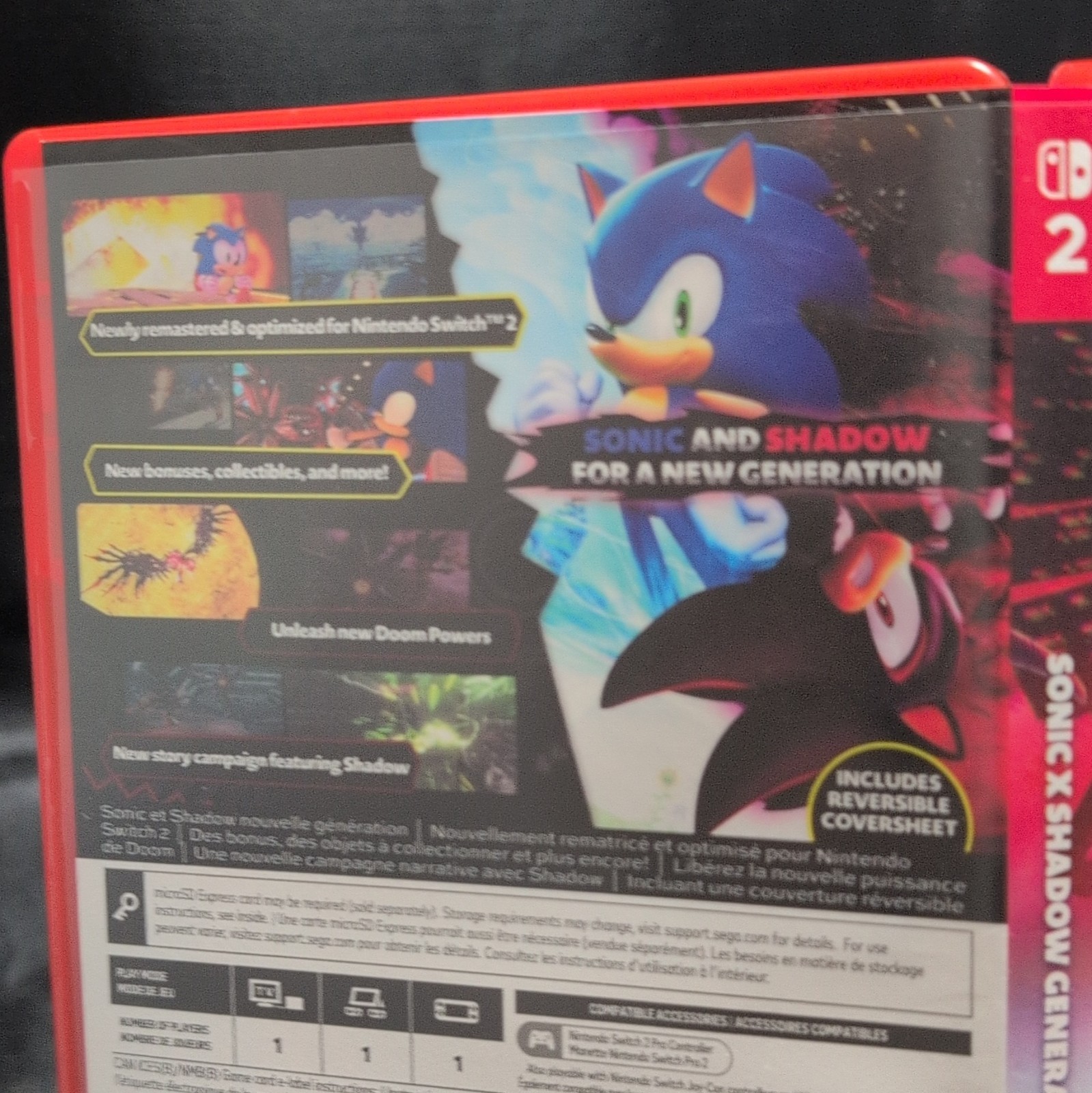 SEGA Sonic X Shadow Generations Day One Game-Key Card Switch 2 journal With book
