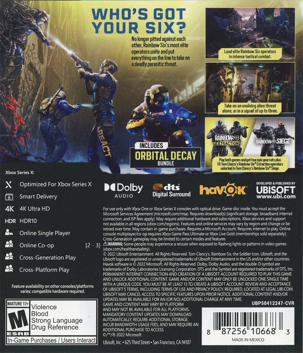 Tom Clancy’s Rainbow Six: Extraction – Xbox One Series X *BRAND NEW*