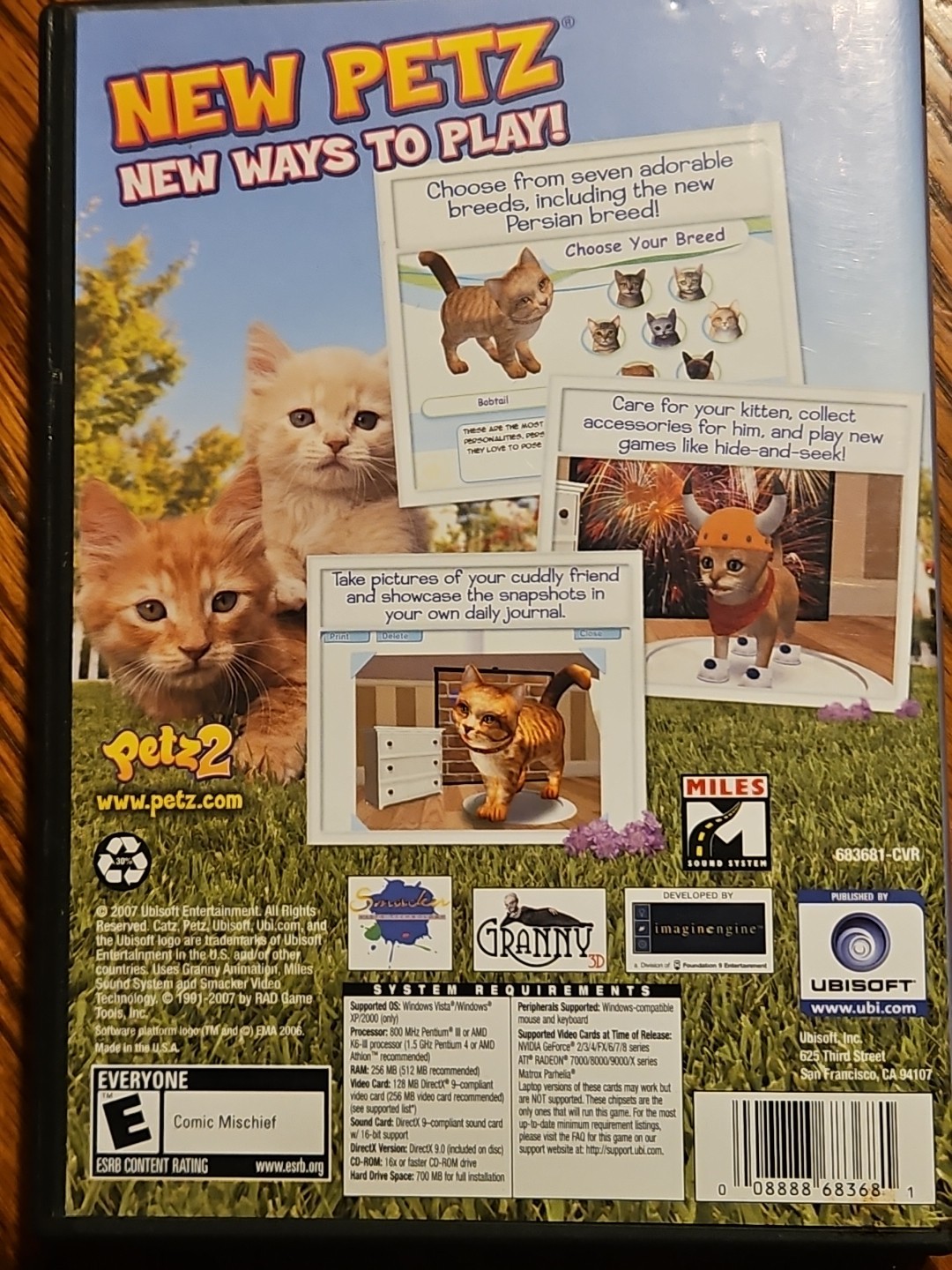 Petz: Catz 2 • PC CD‑ROM • 2007 Ubisoft • Complete • Family Virtual Pet Game