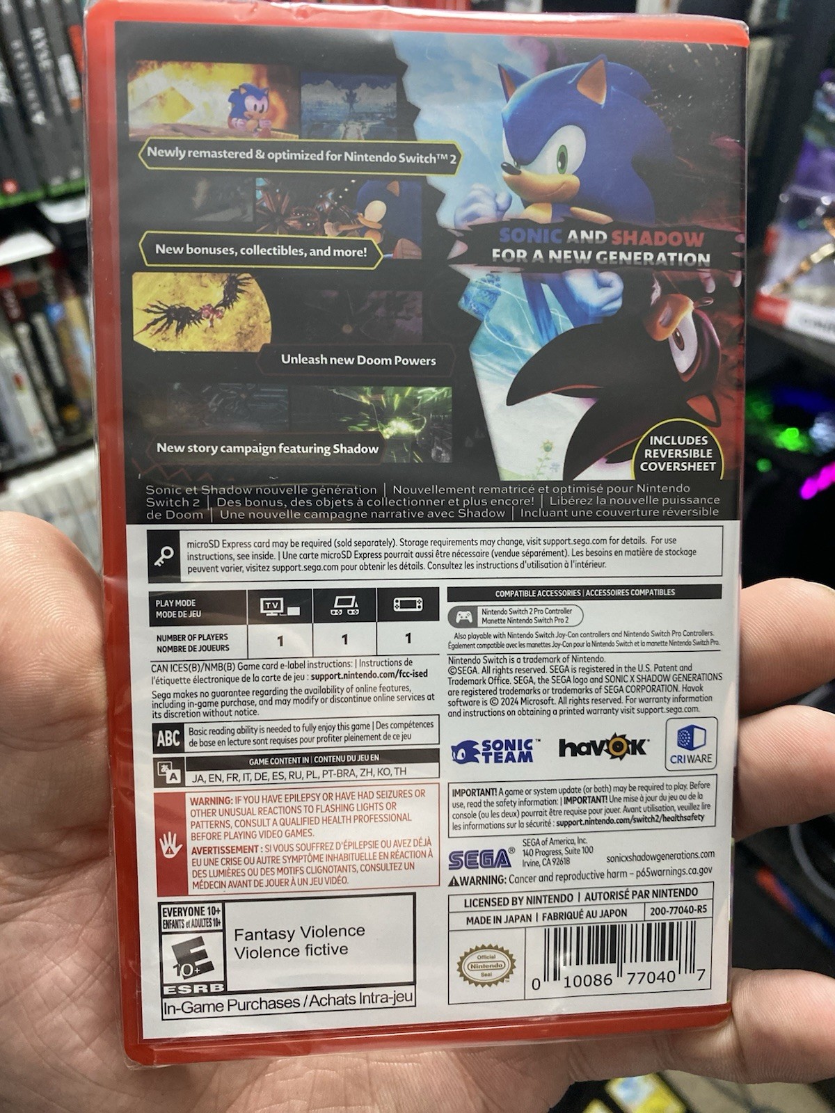 Sonic X Shadow Generations for Nintendo Switch 2 (Game-Key Card) – Nintendo…