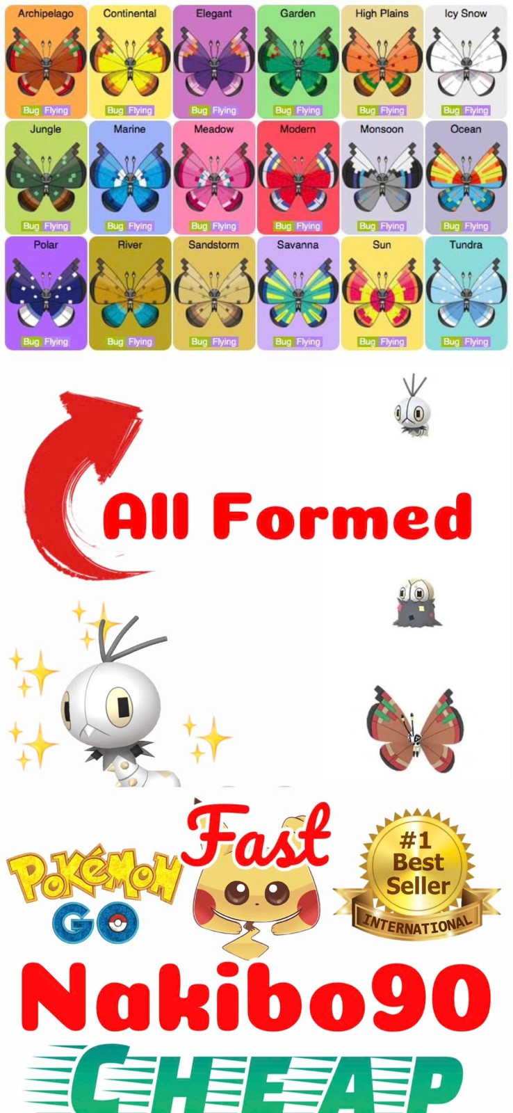 Pokémon Go – Shiny Scatterbug All Formed – Trade – P’TC – Read Description