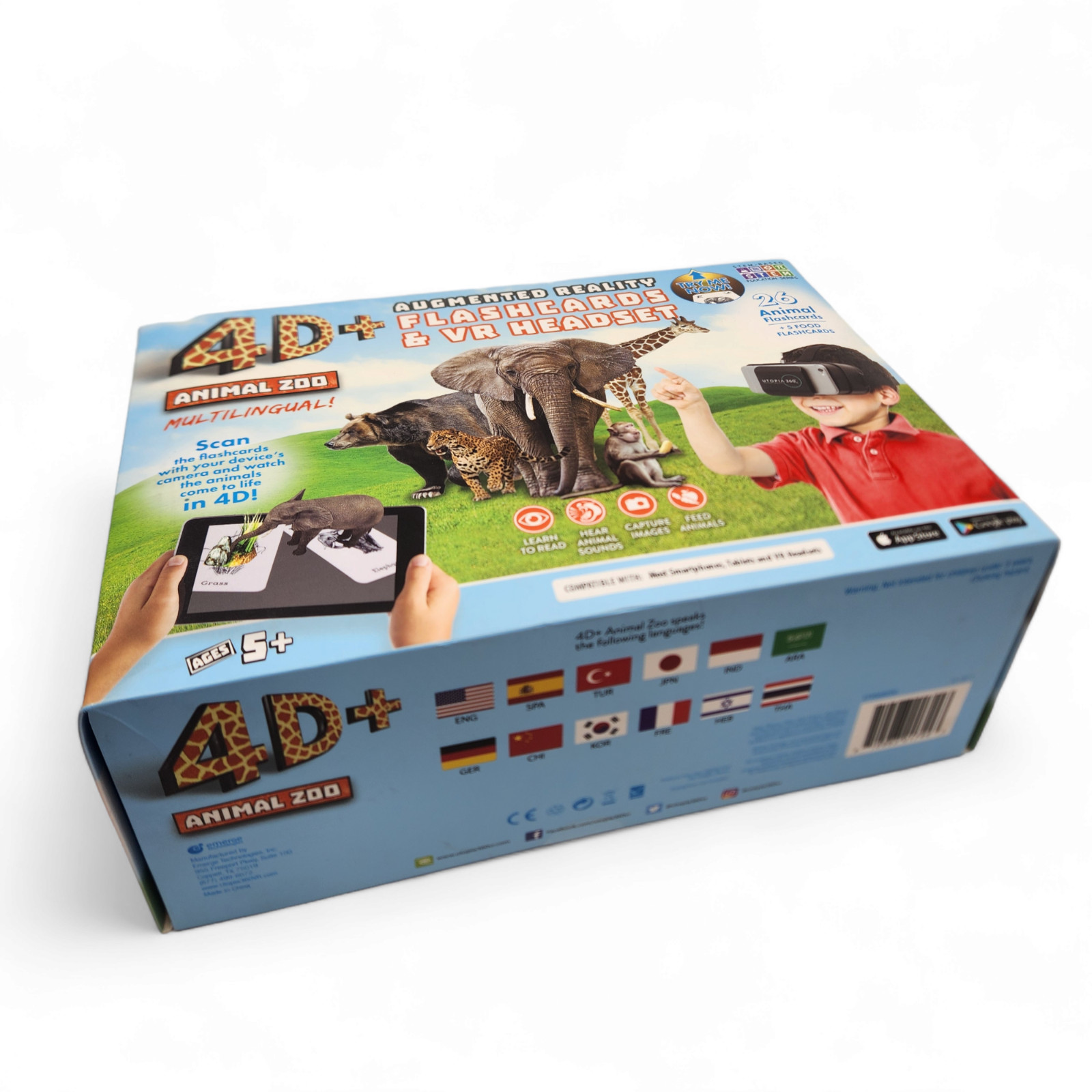 4D+ Augmented Reality Flashcards & VR Headset (Animal Zoo) Bundle For Ages 5+NEW