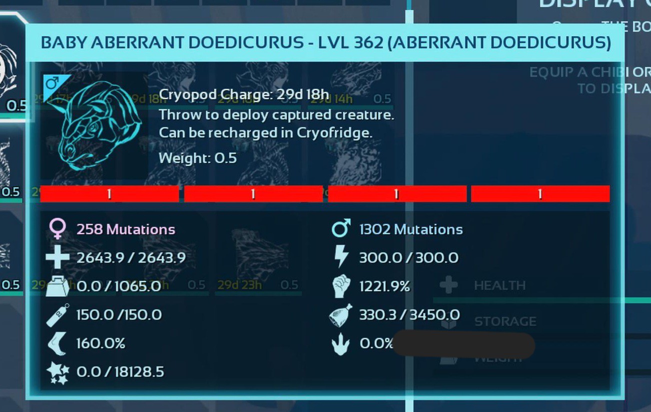 ARK ASA PVE OFFICIAL PAIR BABY DOEDICURUS AB RED ID01 NEW TOP STATUS 1221% MELEE