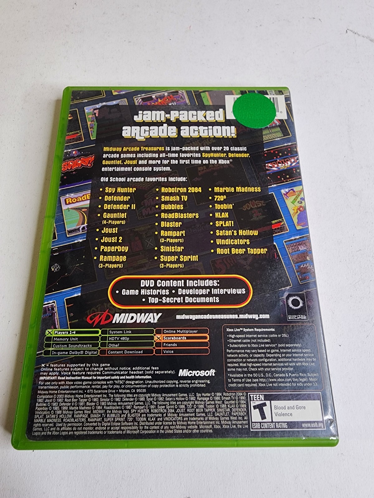 Midway Arcade Treasures (Microsoft Xbox, 2003) Complete
