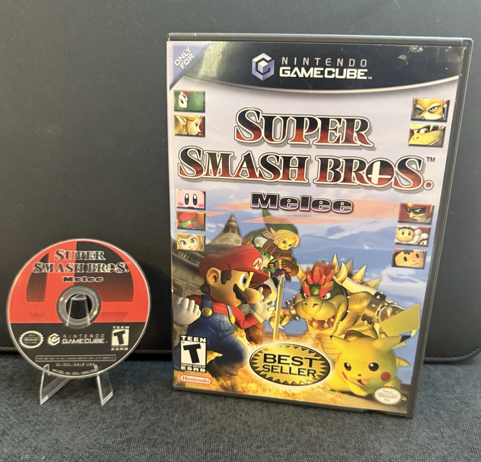Super Smash Bros Melee (Nintendo Gamecube) Box & Disc Only. No Manual. Black Lab