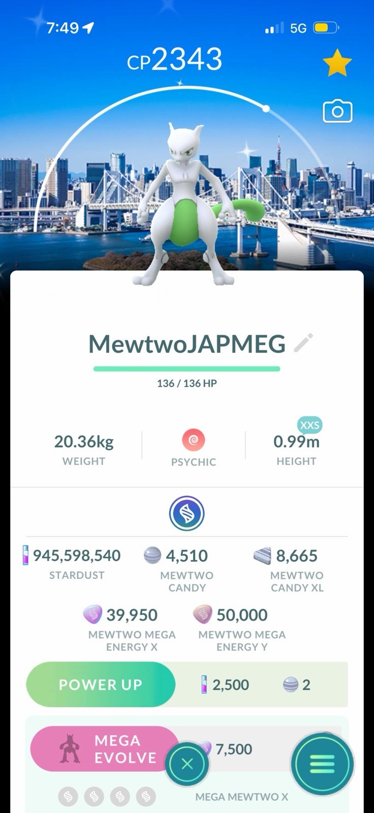 Shiny XXS MEWTWO JAPAN go fest location background mega mewtwo trade