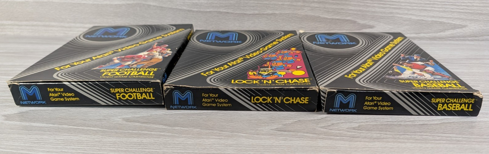 Super Challenge Football/Baseball, Lock ‘n Chase M Network Bundle Atari 2600 Lot