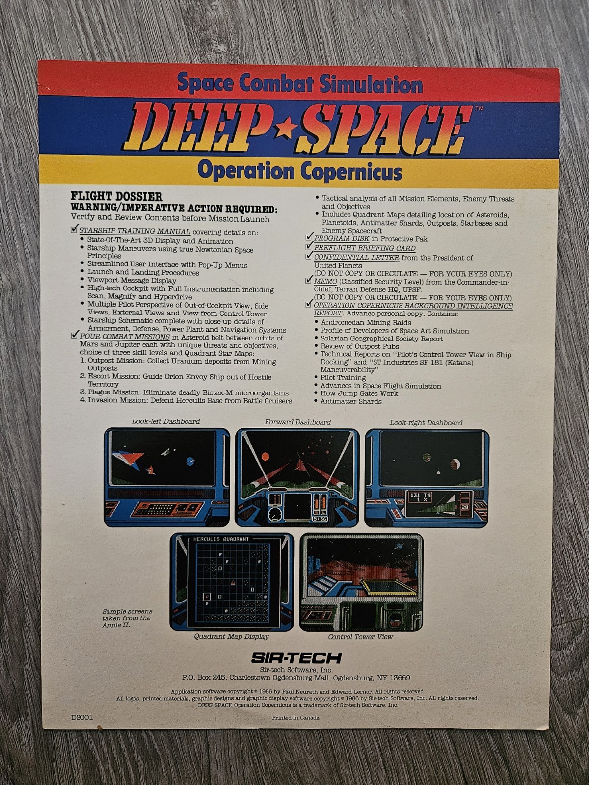 CIB Deep Space: Operation Copernicus Space Combat Simulation (1987) Apple ii