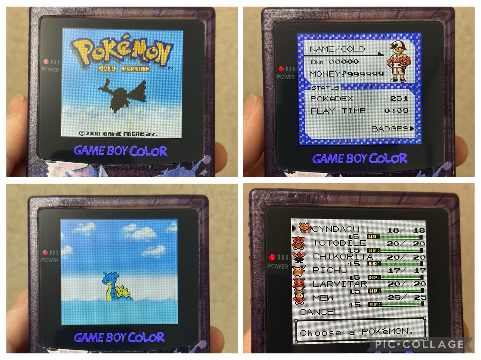 Pokemon Gold w/ All 251 Complete Shiny Pokedex Authentic Saves Max Money Items