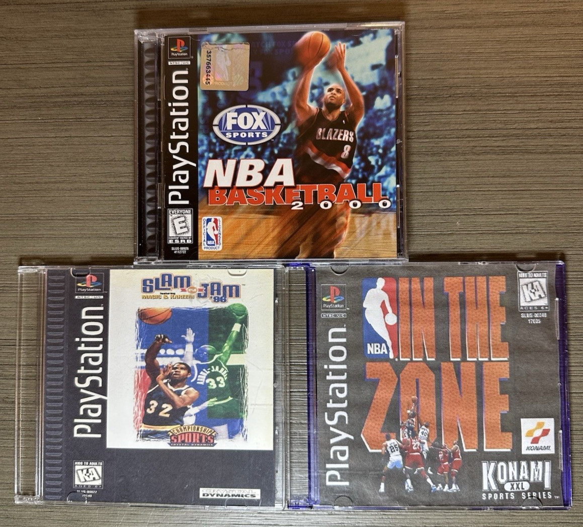PS1 Basketball Games Lot – NBA Basketball 2000 CIB, In The Zone, Slam N’ Jam ’96