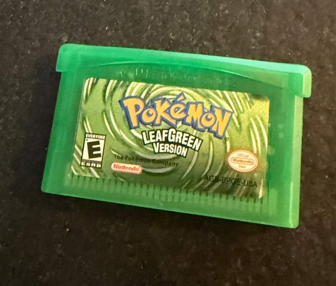 Pokemon Leaf Green Version Cartridge for Game Boy Advance (GBA) Tested & Saves!
