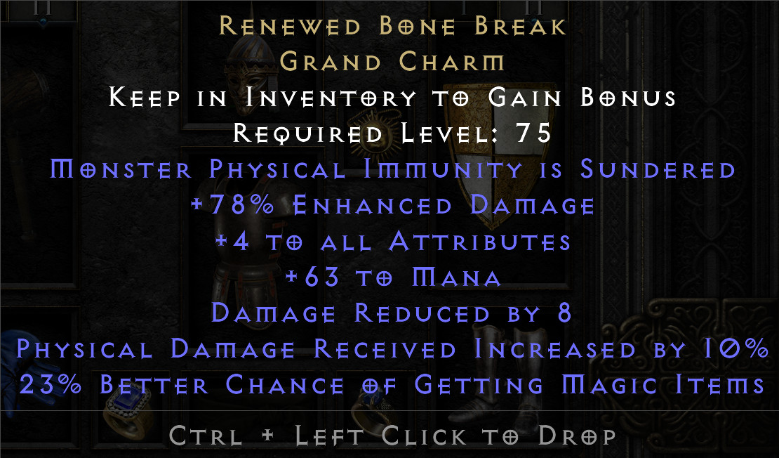 Diablo 2 D2R ROTW SC Ladder PC Season 13 Renw’d Bone Break Sunder Charm