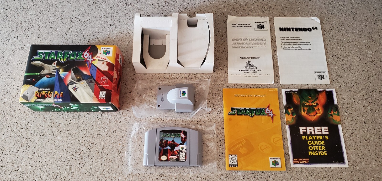 Star Fox Nintendo 64 N64 Starfox Game Complete CIB Manual Box Rumble Pak Pack !!