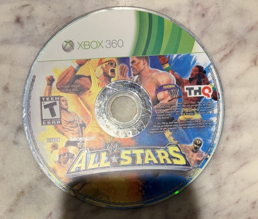 WWE All Stars Xbox 360 Disc Only Tested Working Does Not Have Original Case