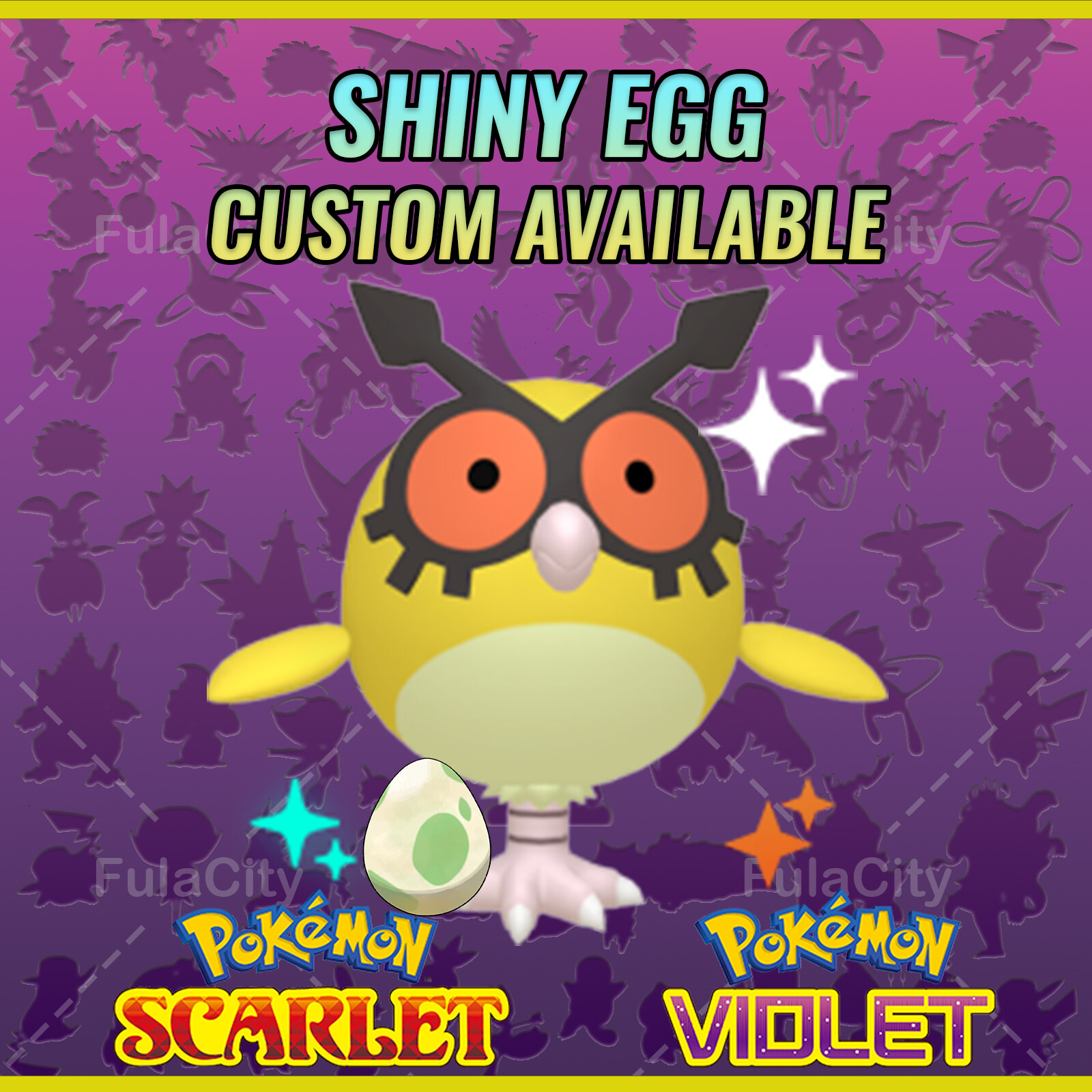 HOOTHOOT ✨ SHINY EGG 6 IV ✨ POKEMON SCARLET VIOLET ✨ TEAL MASK DLC ✨