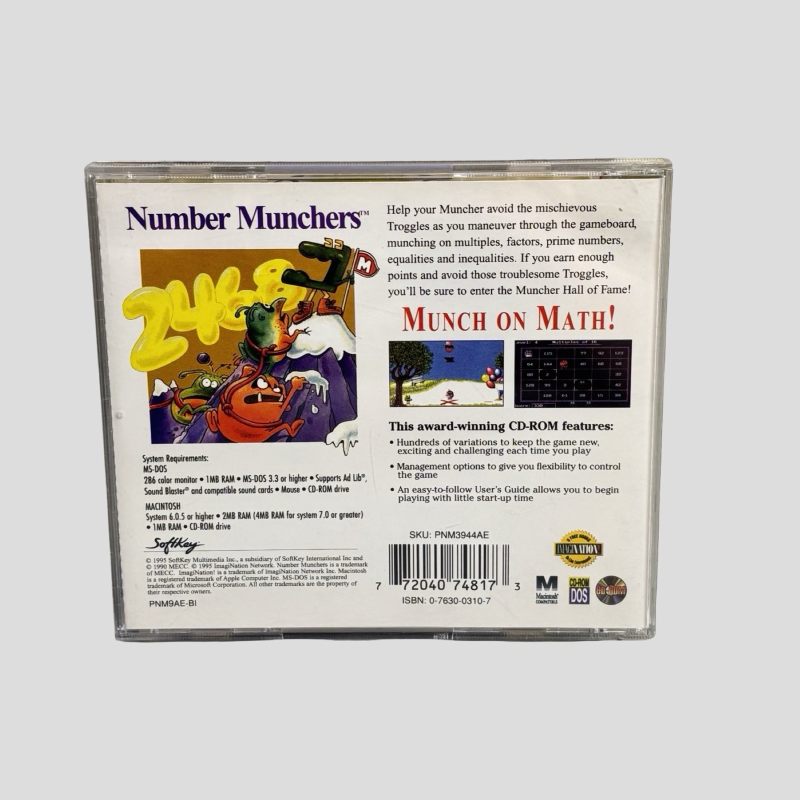 Number Munchers Amazon Trail CD-ROM Softkey Mecc Lot Of 2 MS-DOS Win 95 Mac