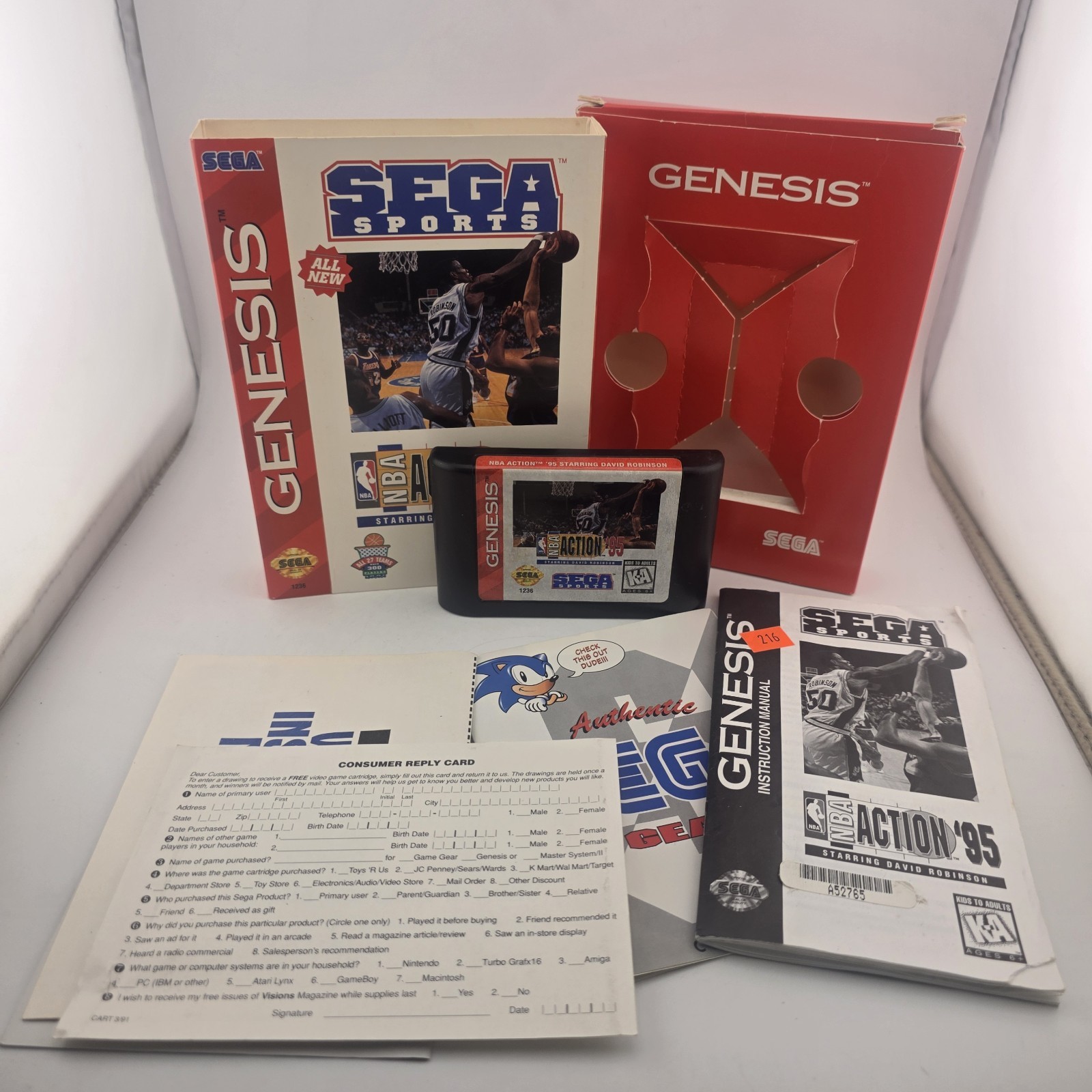 NBA Action 95 Starring David Robinson – Sega Genesis Complete CIB – Tested