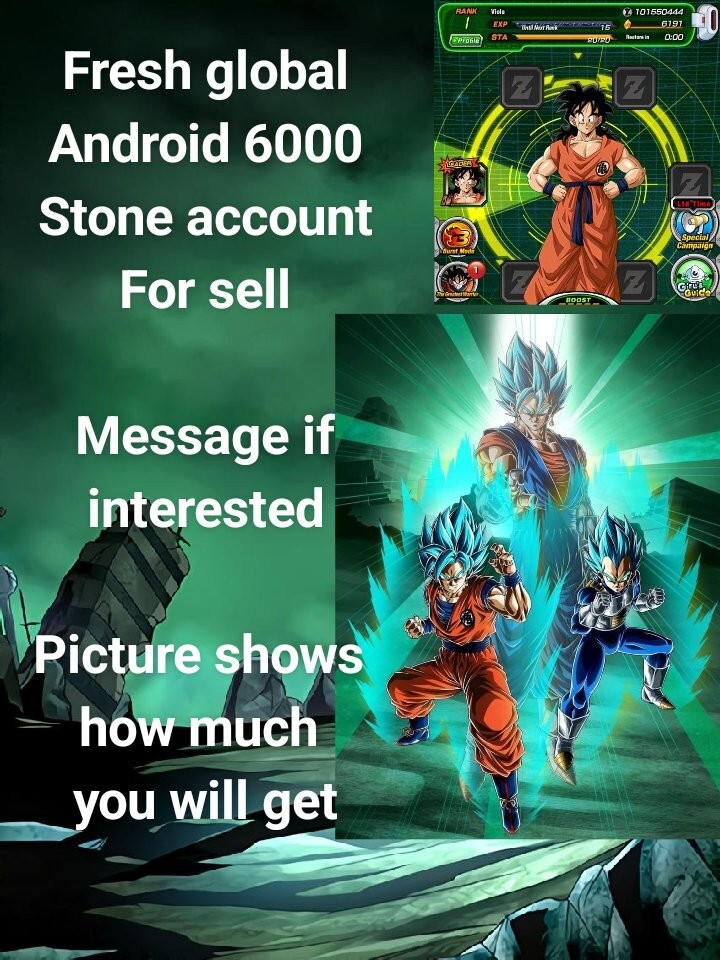 Dokkan Rank 1 Fresh 7k+ stones Android
