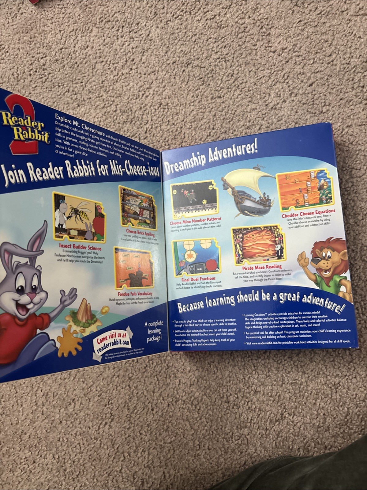 READER RABBIT: 2nd Grade (2001) Mis-cheese-ious Dreamship Advent Big Box Sealed