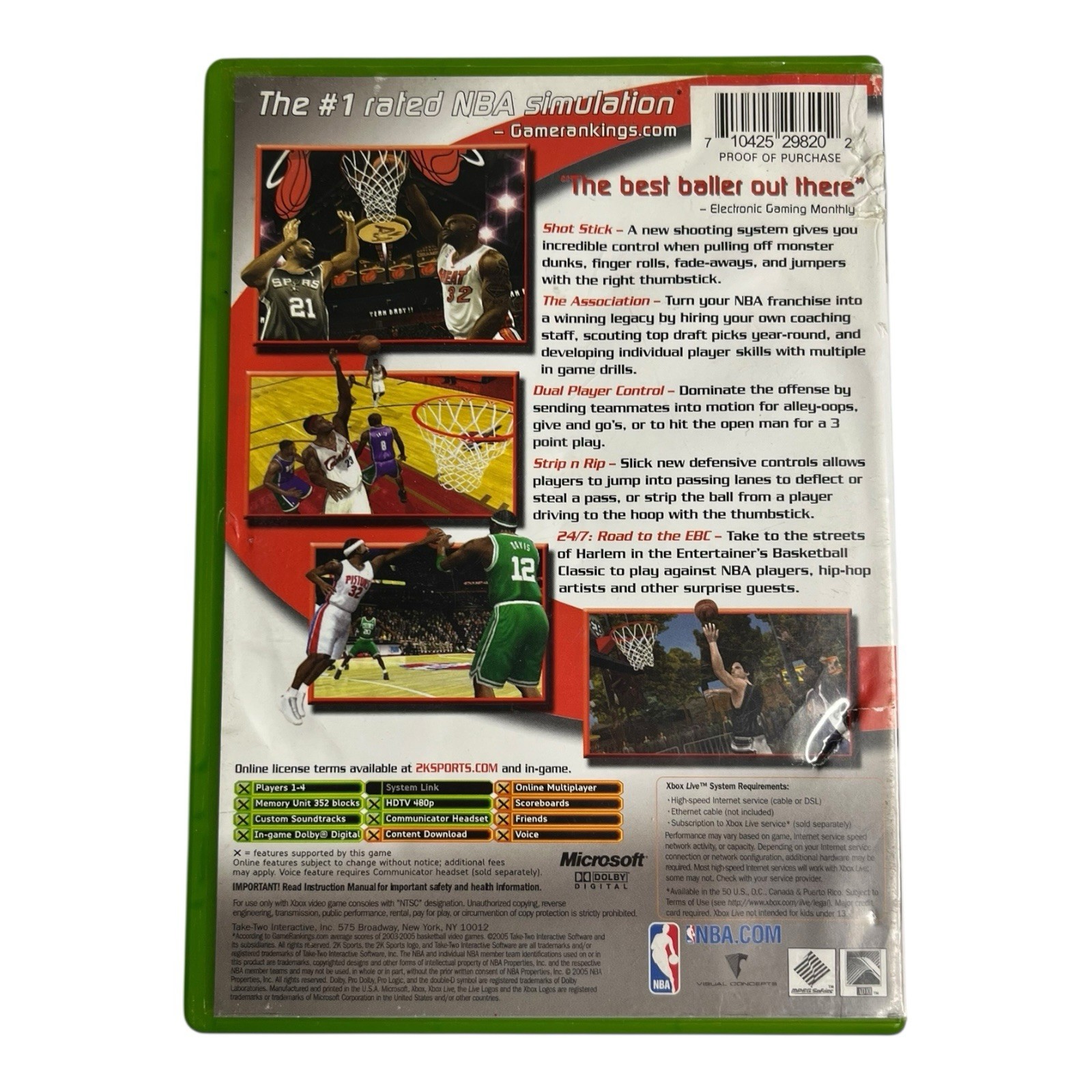 Microsoft Xbox Original OG NBA 2K6 Live 07 05 Basketball Video Game Complete