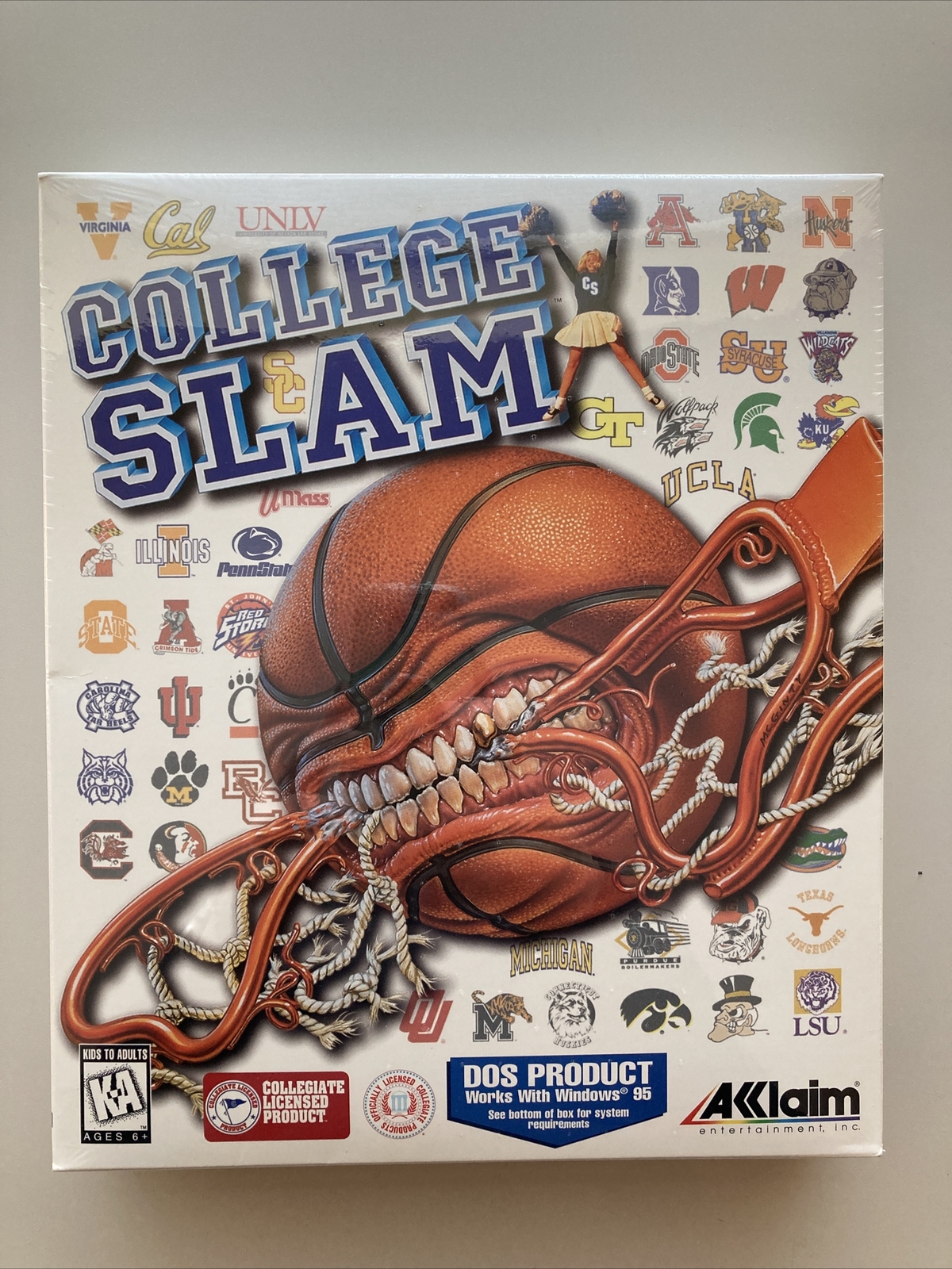 Vtg College Slam Basketball Computer Game (CD-ROM, 1996) RARE – FACTORY SEALED