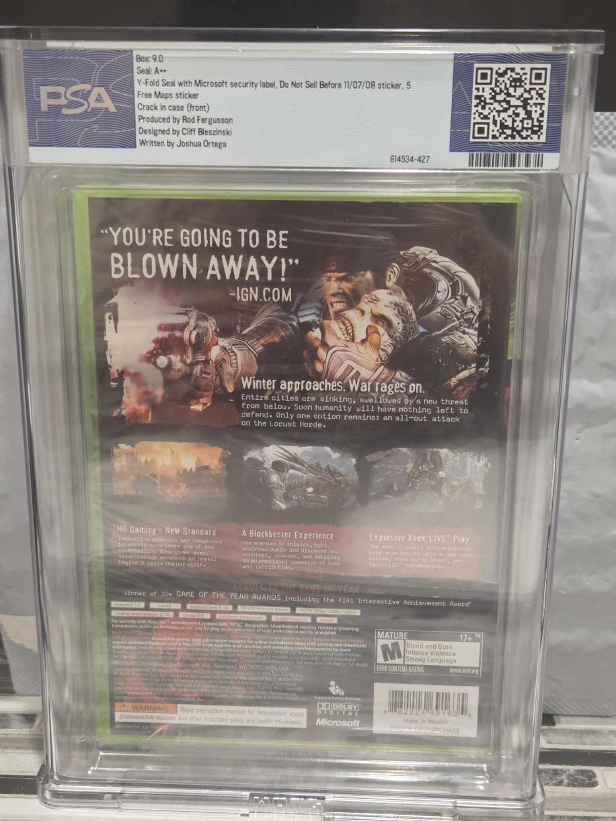 Gears of War 2 DNSB PSA 9.0A ++ Xbox 360