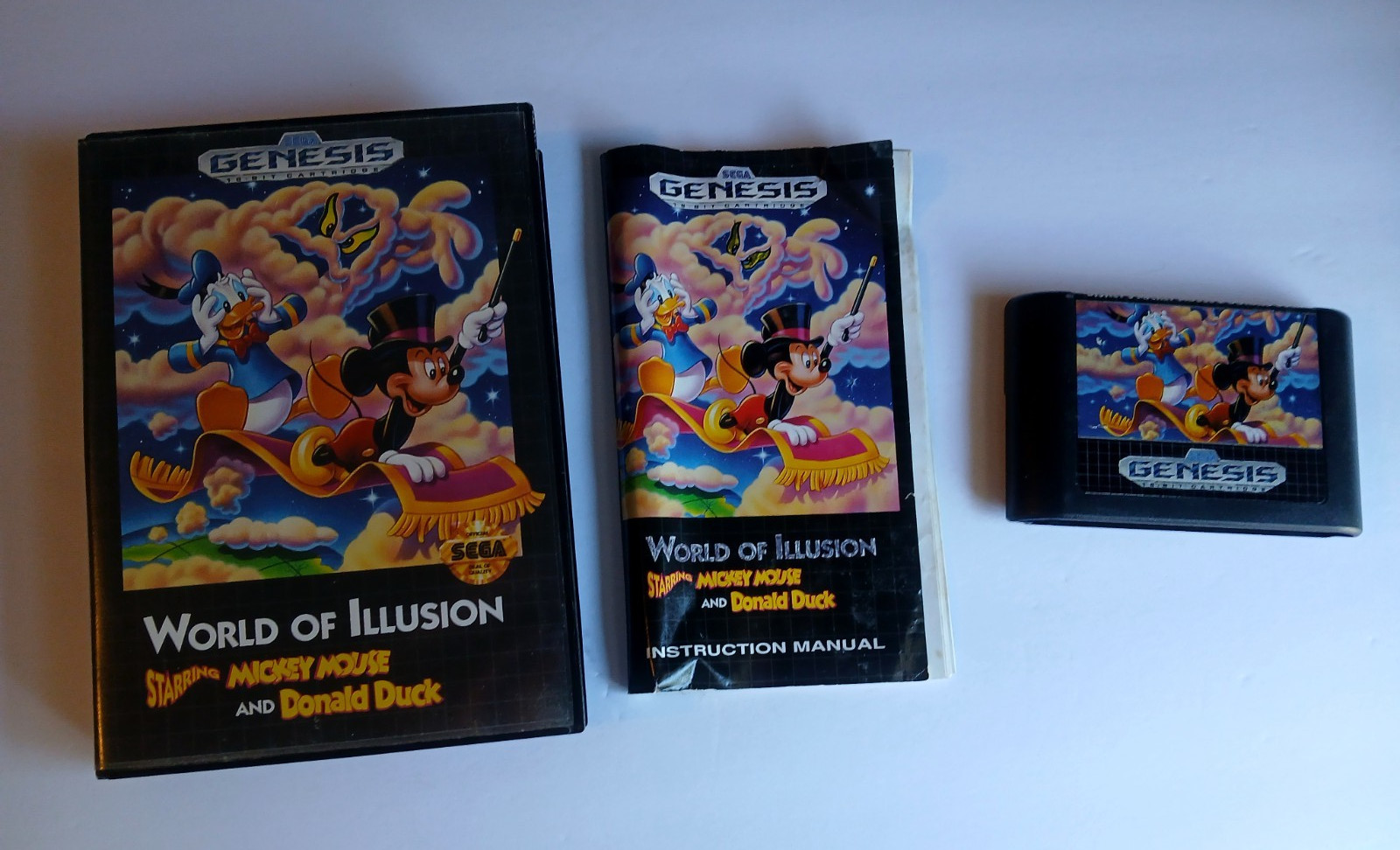 World of Illusion Mickey Sega Genesis CIB Complete w Box Manual Tested Working