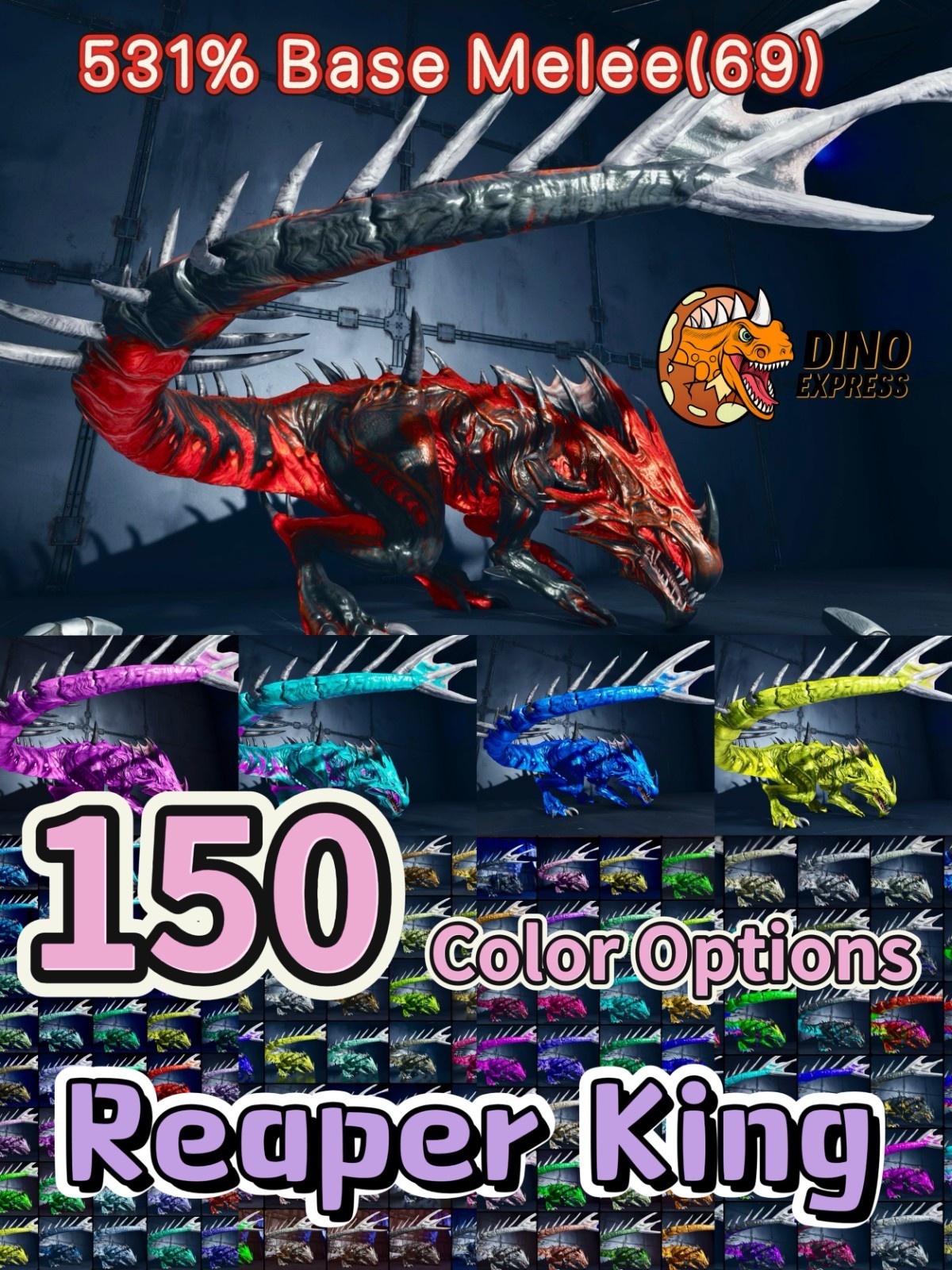 150 Color Reaper King 531se Melee ARK🦖Survival Ascended ASA PVE (PC/Xbox/PS）