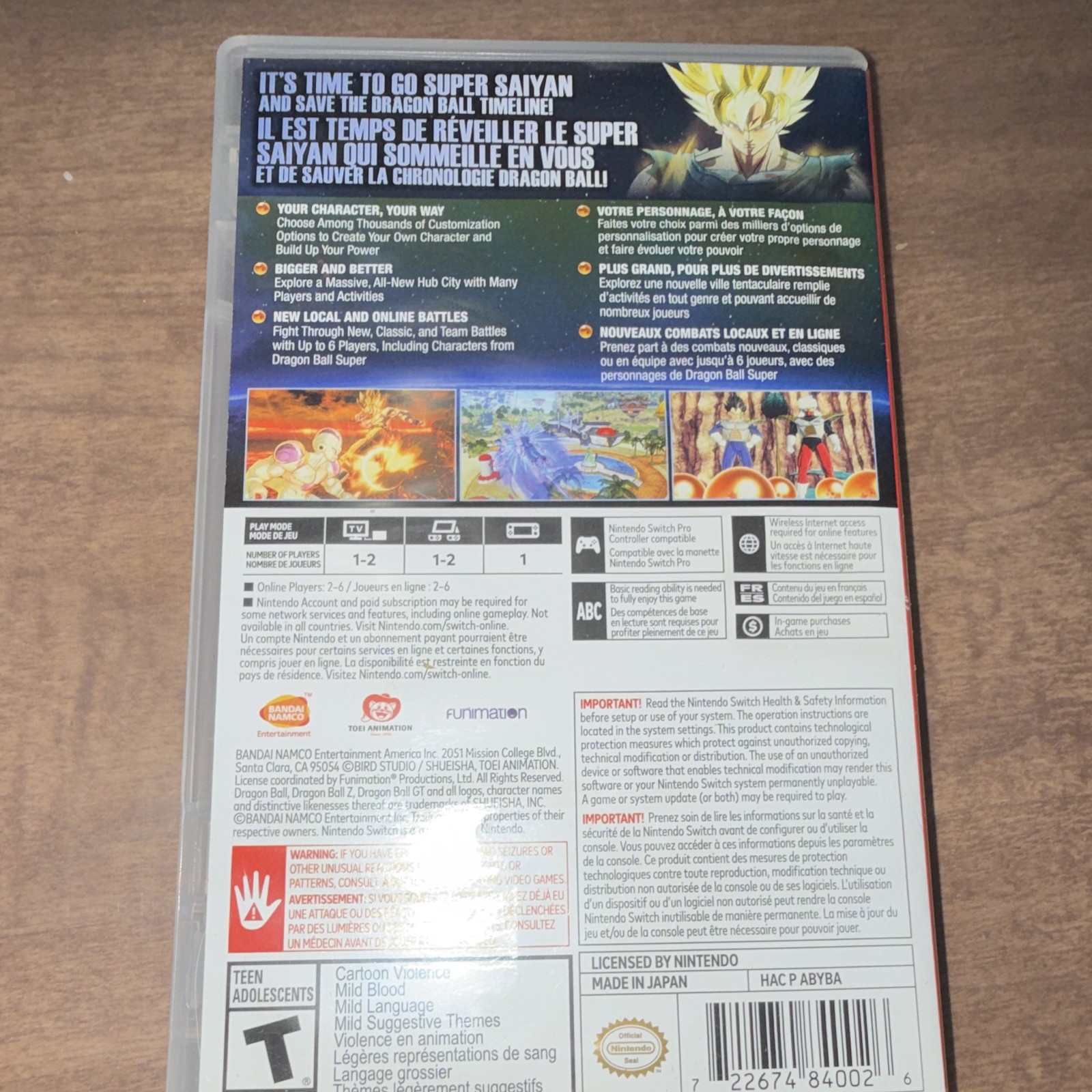 Bandai Namco Dragon Ball Xenoverse 2 Nintendo Switch Game w/ Case T NTSC-U/C