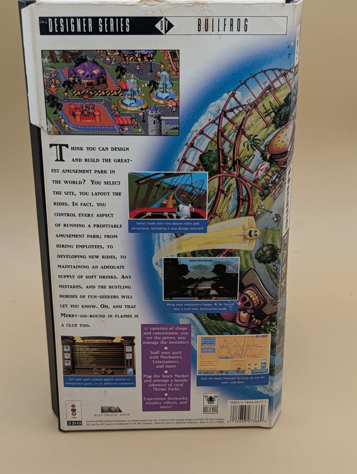 Theme Park for 3DO Long Box With Manual, Tested, Works!