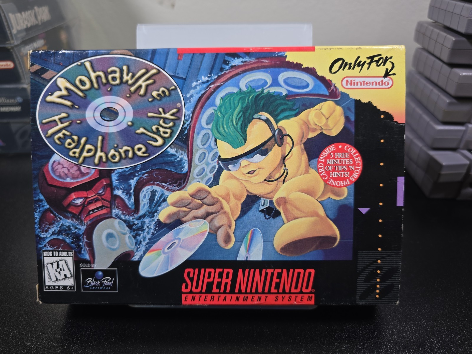 Mohawk and Headphone Jack (Super Nintendo, 1996) With Phone Card & Registration