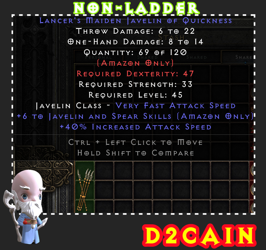 Diablo 2 D2R SC💥Ladder💥6 Javelin Skill, +40IAS Magic Javelin💥PC/SWITCH/PS