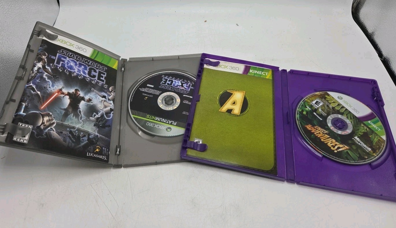 Xbox 360 Game Bundle Star Wars Force Unleashed Kinect Adventures EUC