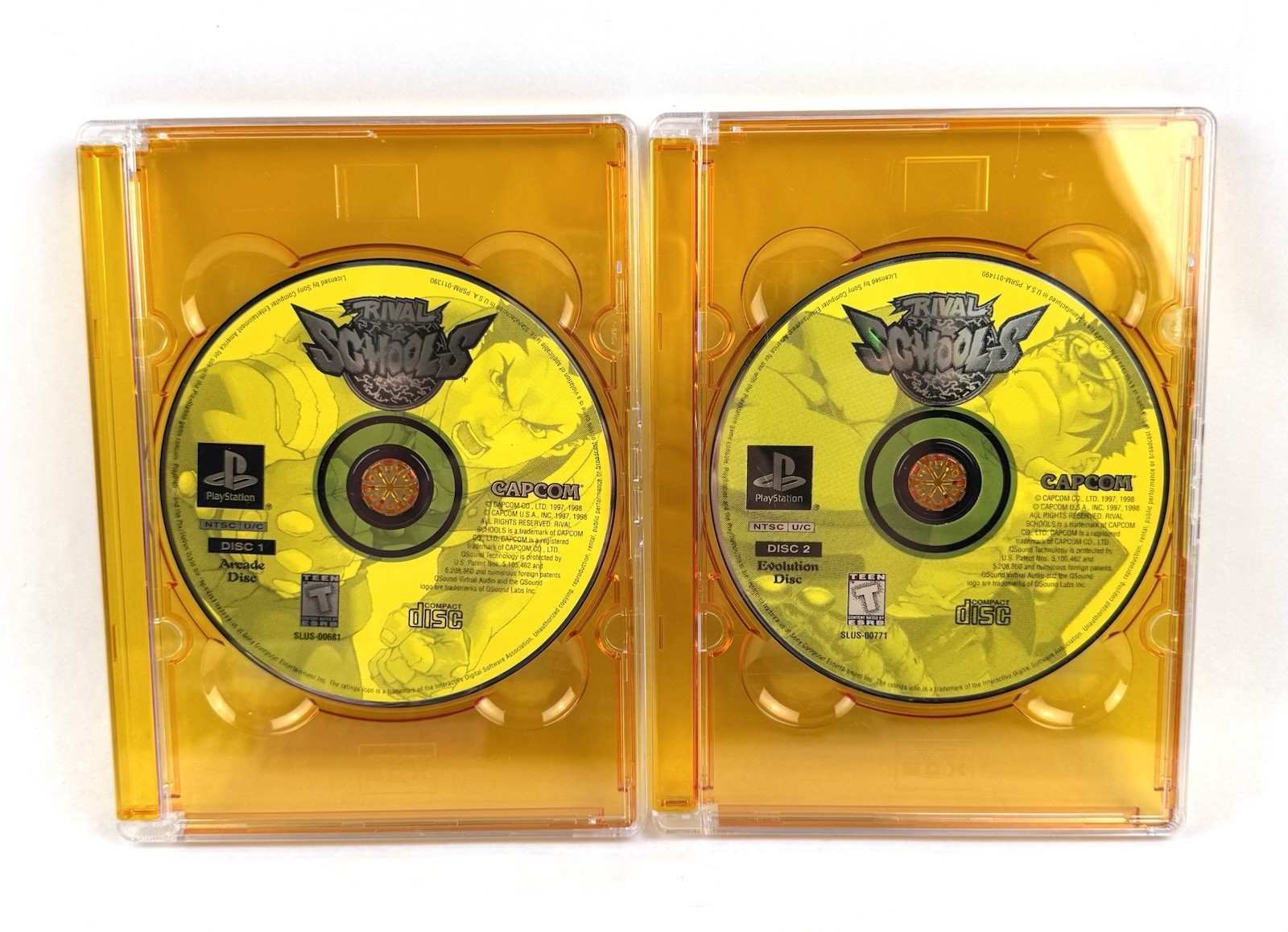 Rival Schools Playstation PSX PS1 Game Discs Only 1 & 2 Authentic Tested & Works