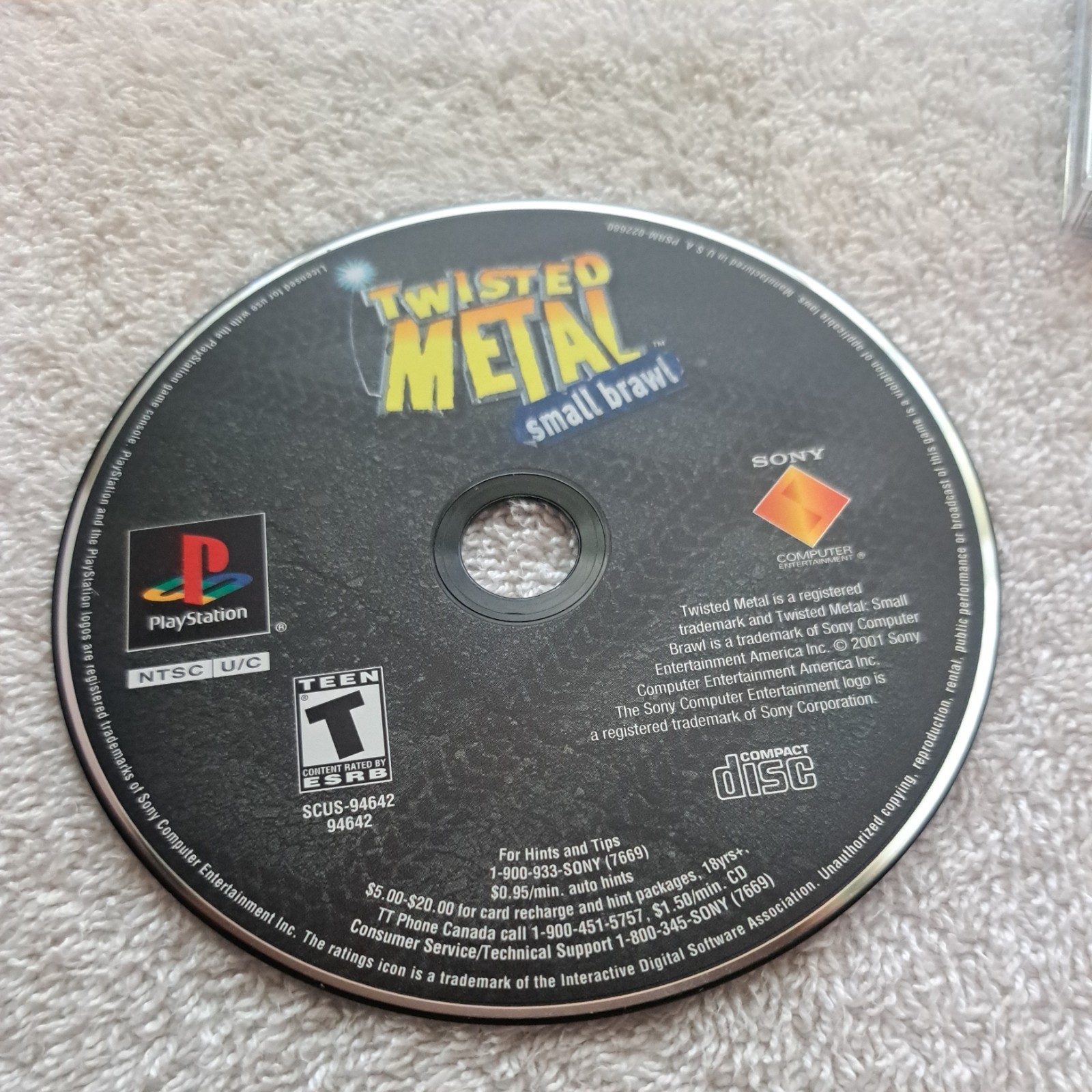 Acceptable Twisted Metal: Small Brawl (Sony PS1, 2001) PS1 Disc Only WORKS