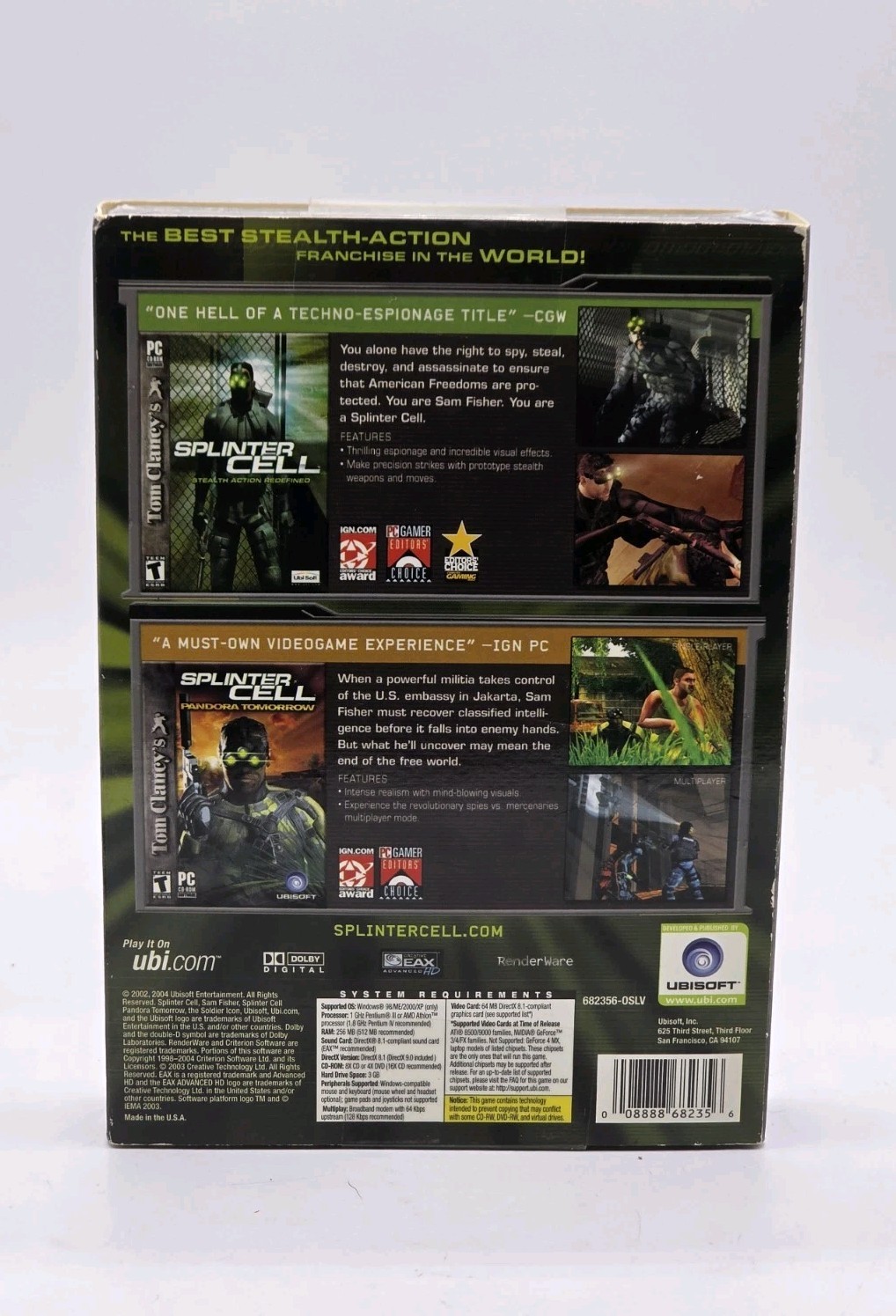 Tom Clancy’s Splinter Cell: Espionage Pack PC New Sealed Pandora Tomorrow