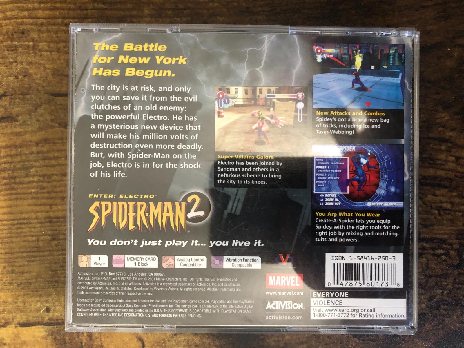 Spider-Man 2 Enter Electro (PS1, 2001) CIB w/ Reg Card Case Manual
