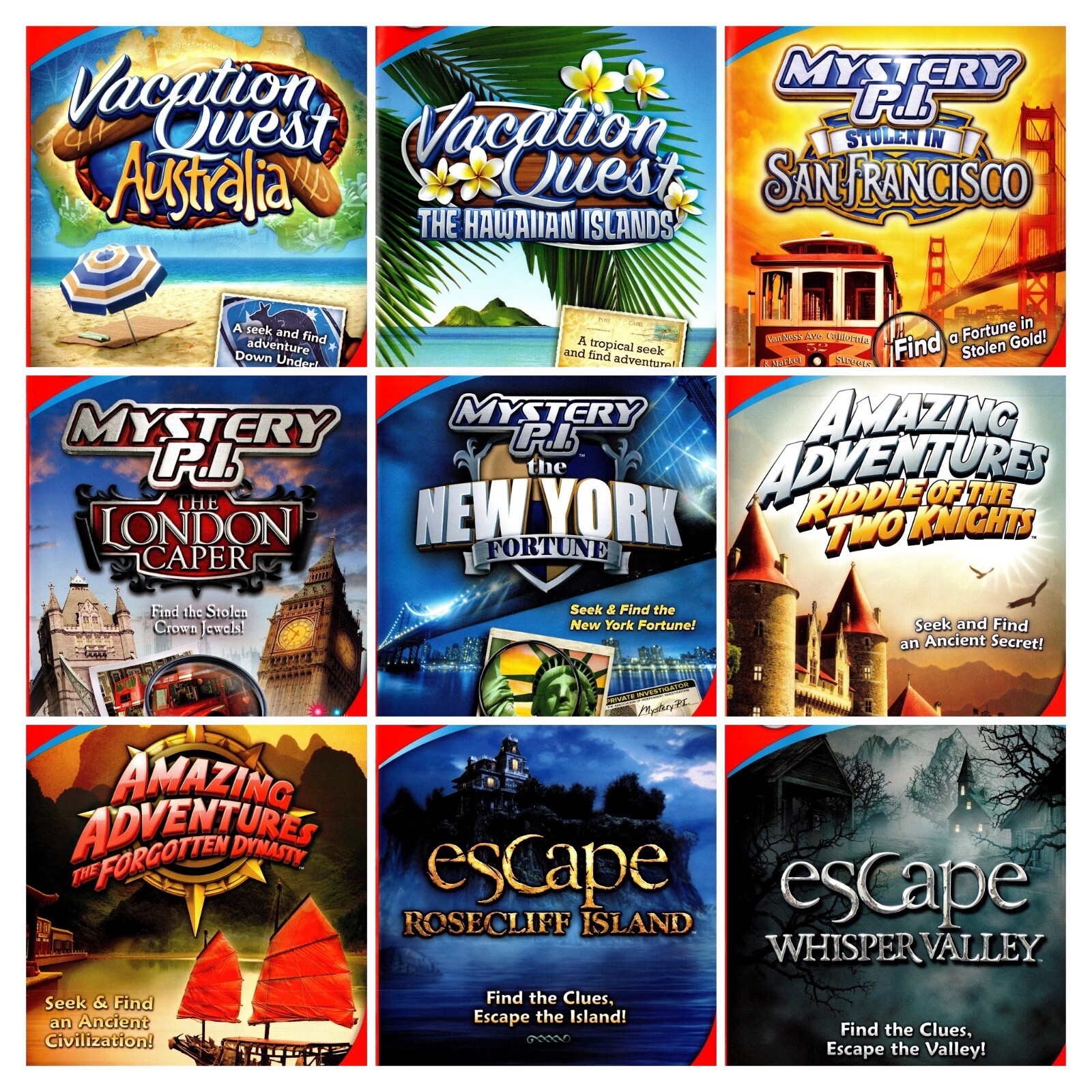 VACATION QUEST: AUSTRALIA + 9 MORE PopCap Hidden Object PC Games on one DVD-ROM