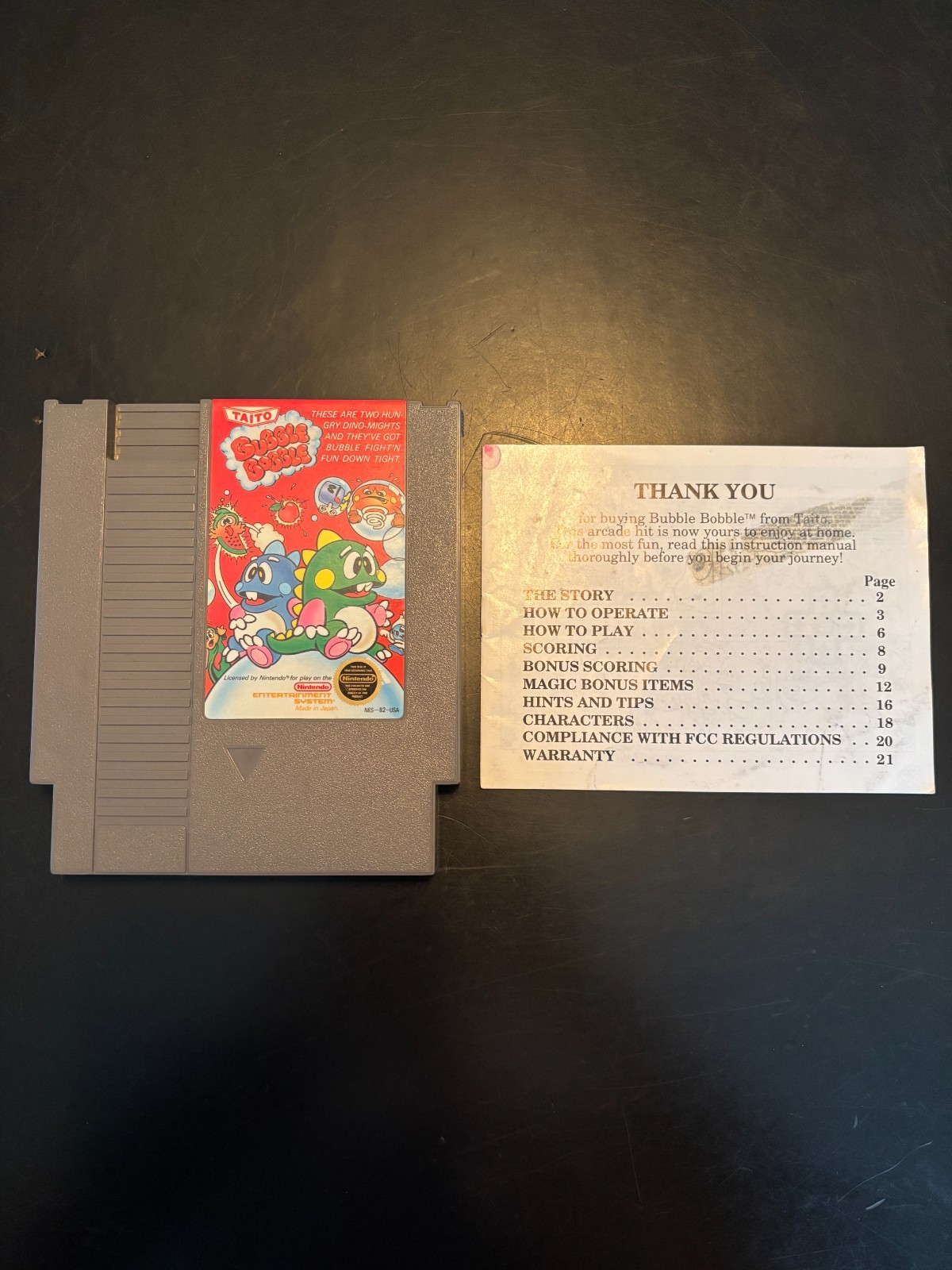 Bubble Bobble Nintendo NES Video Game Pak Cartridge + Manual