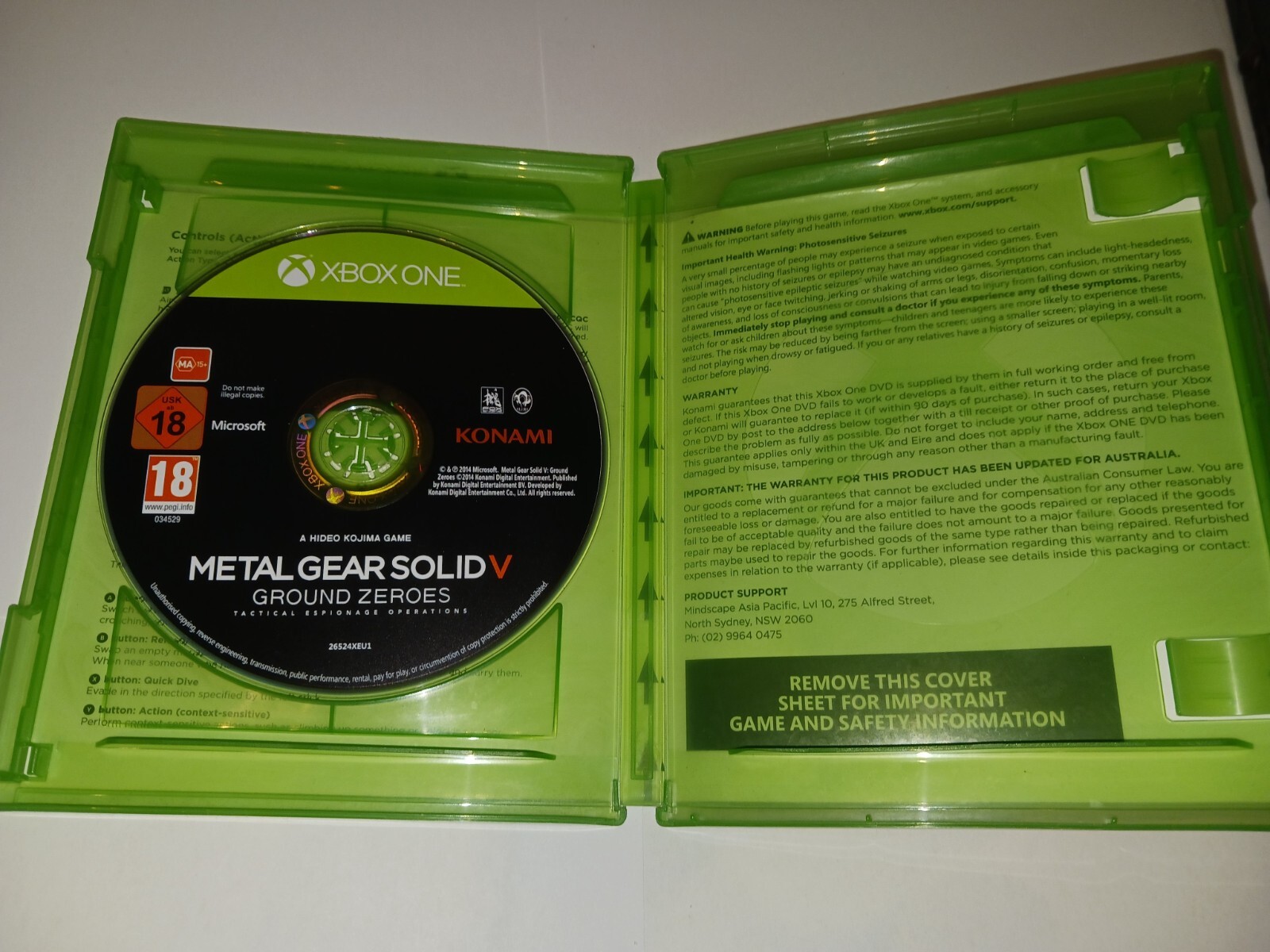 METAL GEAR SOLID V GROUND ZERO (MICROSOFT XBOX ONE GAME , MA15+)