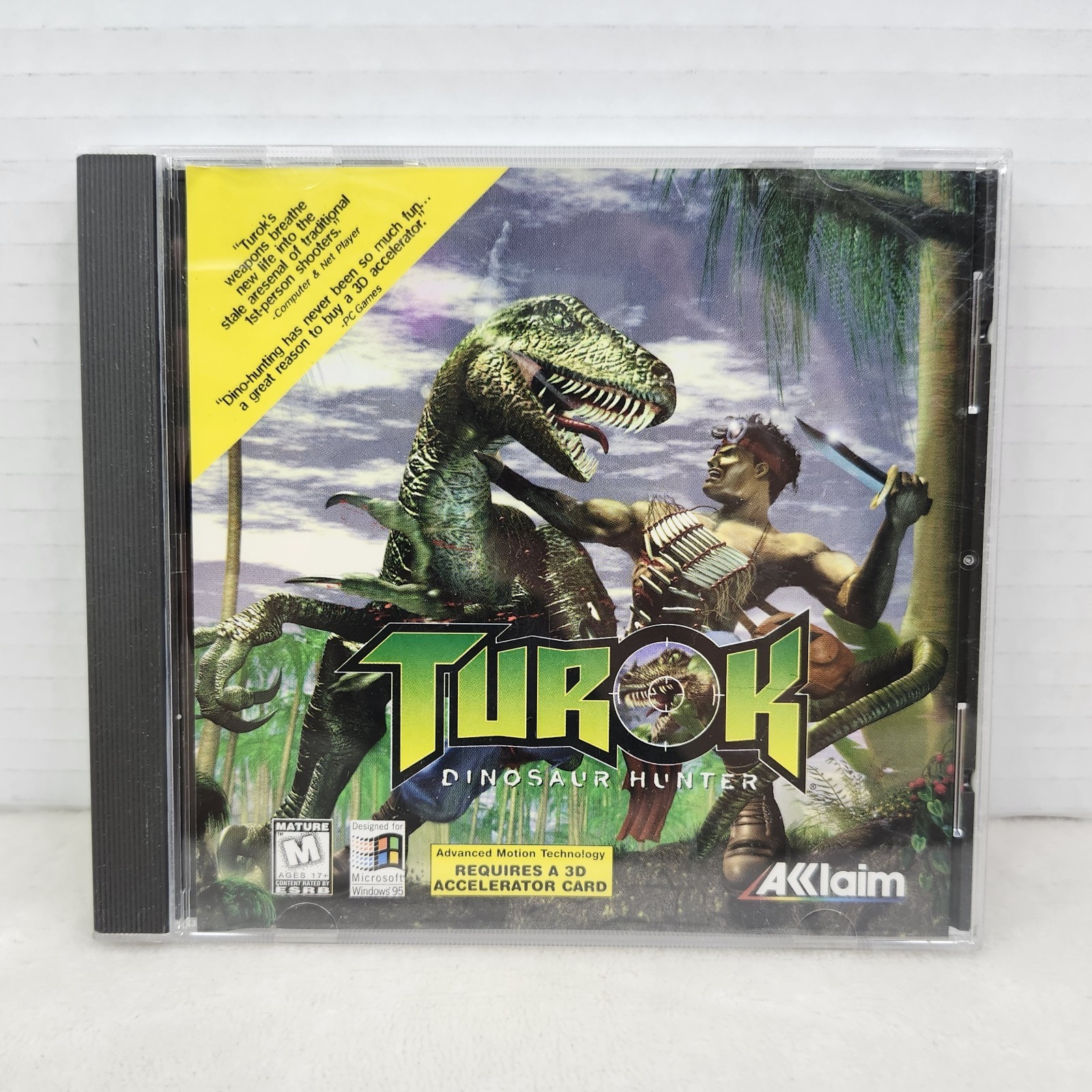 Turok Dinosaur Hunter (PC Games, 1997) Game Disc, Cover & Case No Manual WORKS!