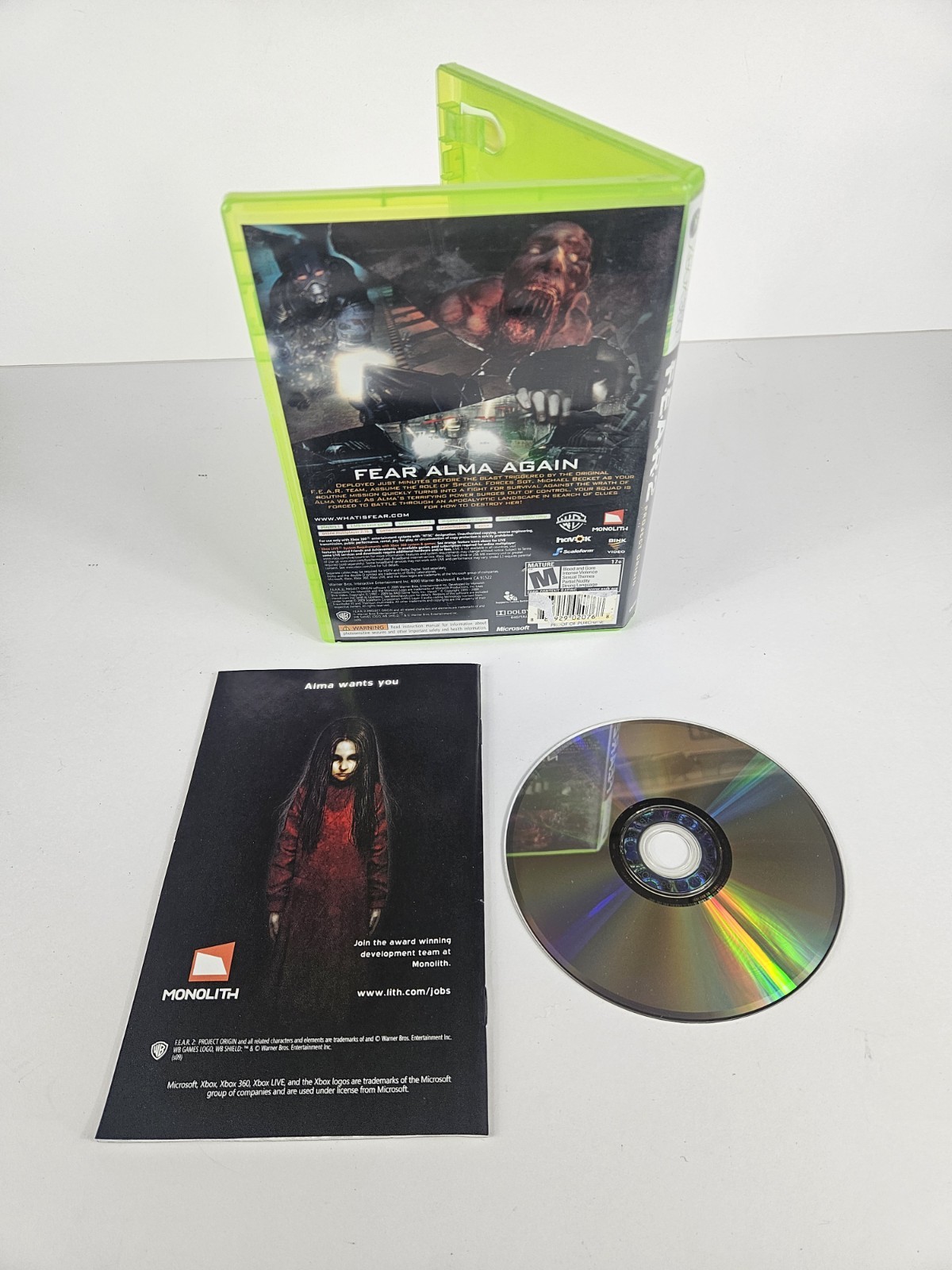 F.E.A.R. 2: Project Origin (Xbox 360) CIB W/ Manual Tested And Working Great