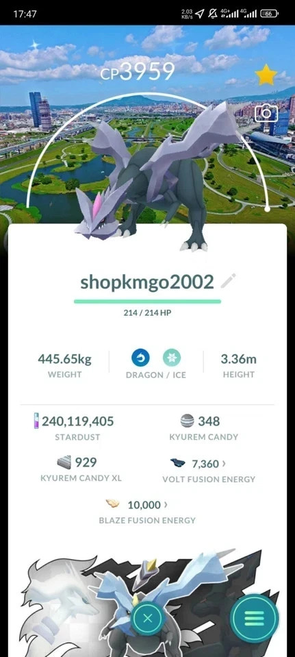 Pokémon Tra de Go — Shiny Kyurem Bg Taiwan Lv50 -3move