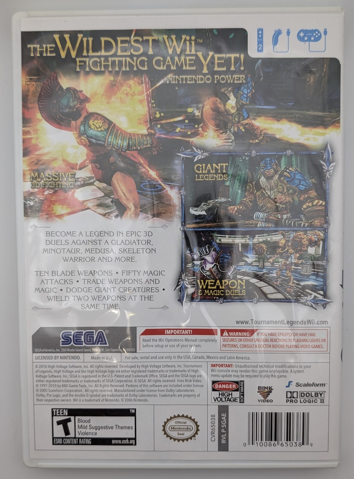 Tournament of Legends Nintendo Wii Tested and Working no manual